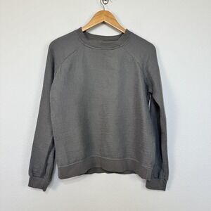 Parachute Waffle Knit Top Women's Small Gray Thermal Long Sleeve Lounge Crewneck